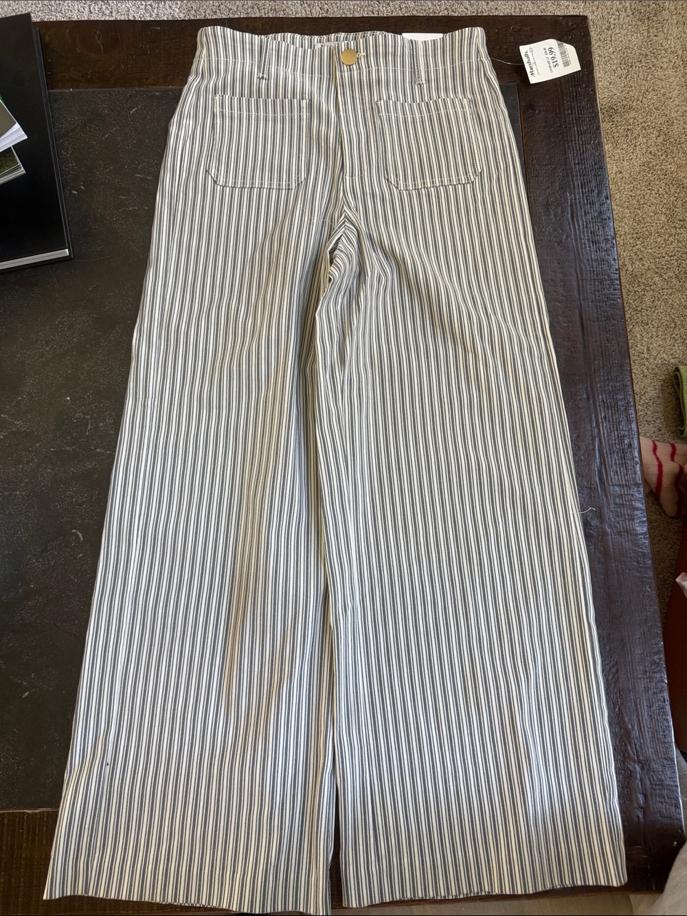 Jules & Leopold Vertical-Striped Wide-Leg Ankle Length Size Small NWT